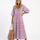 DELACROIX | Robe Midi Géométrique à Volants Léa