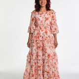 DELACROIX | Robe Maxi à Volants Florale Décolleté Rosalie