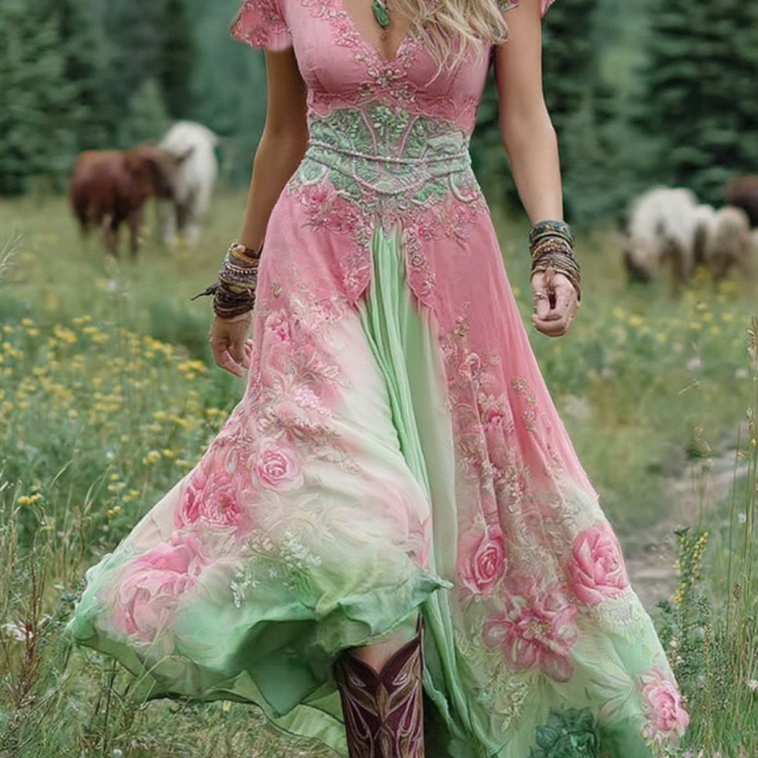 Serena - Vestido Maxi Curto Floral