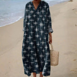 Nádia - Vestido Boémio com Estampado de Estrelas