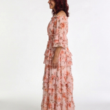 DELACROIX | Robe Maxi à Volants Florale Décolleté Rosalie