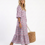 DELACROIX | Robe Midi Géométrique à Volants Léa