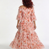 DELACROIX | Robe Maxi à Volants Florale Décolleté Rosalie