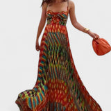 Aria - Vestido Maxi Estampado Abstrato