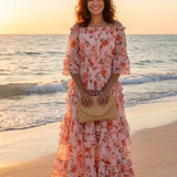 DELACROIX | Robe Maxi à Volants Florale Décolleté Rosalie