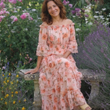 DELACROIX | Robe Maxi à Volants Florale Décolleté Rosalie