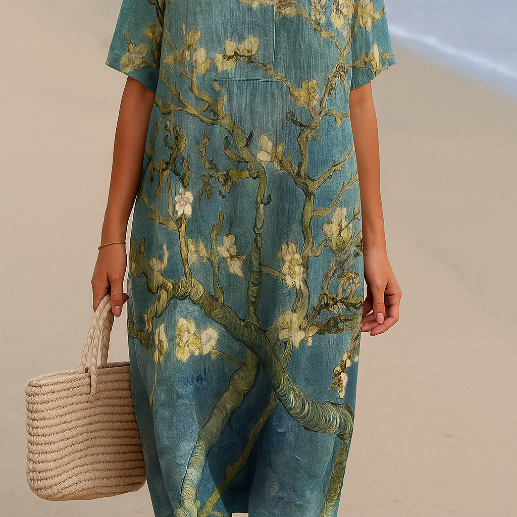 Mara - Vestido Floral em Verde-Água