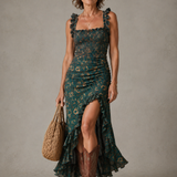 DELACROIX | Robe Élégante Fendue Bohème Jade