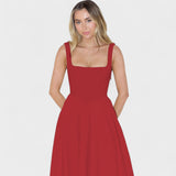 Maribel - Vestido Midi decote quadrado