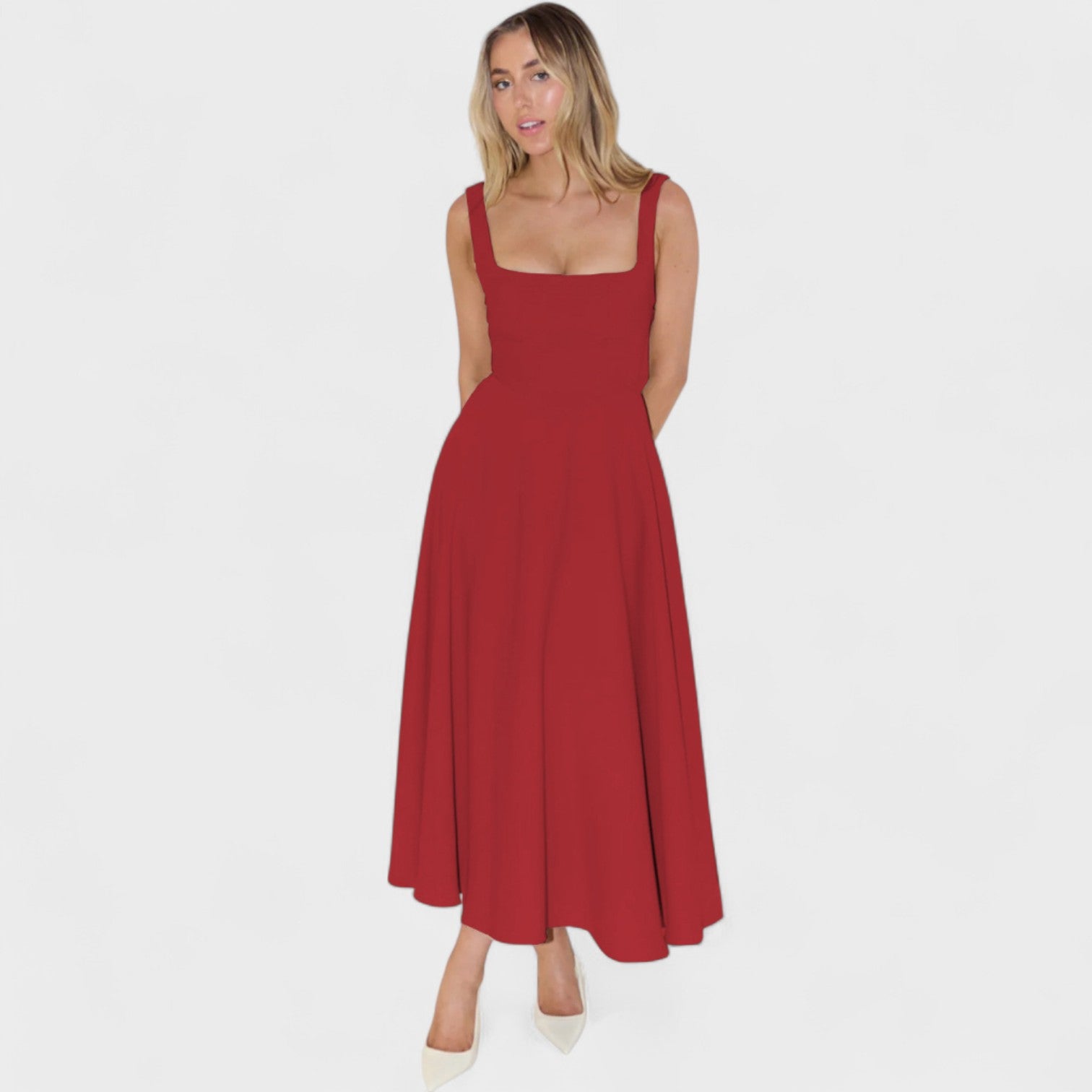 Maribel - Vestido Midi decote quadrado