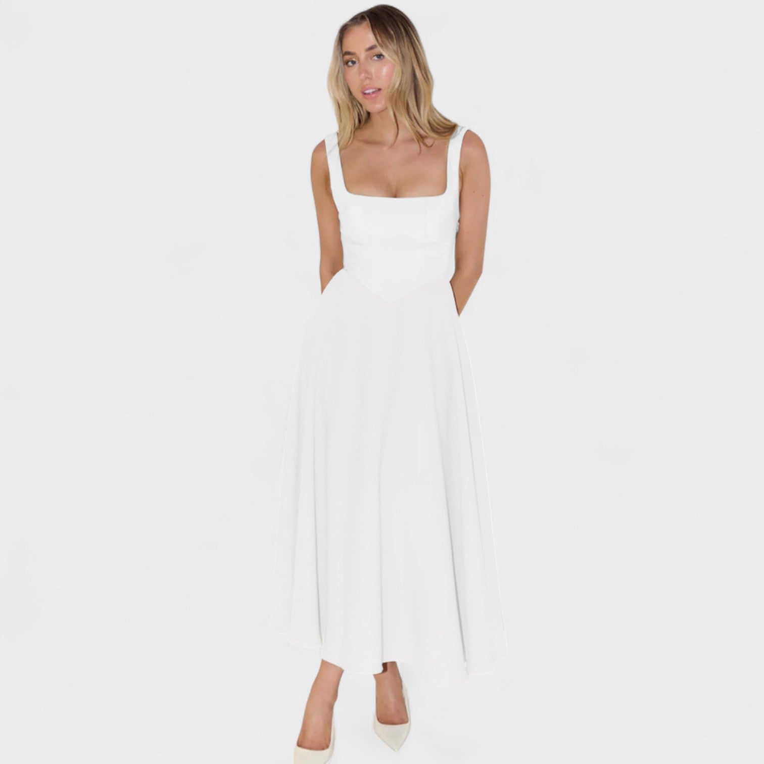 Maribel - Vestido Midi decote quadrado
