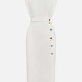 DELACROIX | ROBE MIDI AJUSTÉE AVEC BOUTONS DORÉS