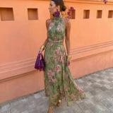 DELACROIX | Robe Longue Fleurie Encolure Plongeante Sandrine