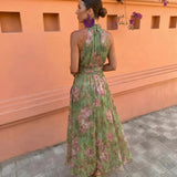 DELACROIX | Robe Longue Fleurie Encolure Plongeante Sandrine