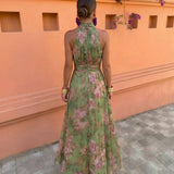 DELACROIX | Robe Longue Fleurie Encolure Plongeante Sandrine