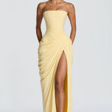 Adriana - Vestido Longo Drapeado com Fenda