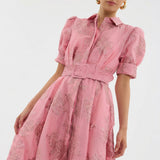 Matilde - Vestido Longo em Jacquard Floral com Cinto