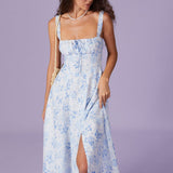 Renata - Vestido Midi Azul Floral