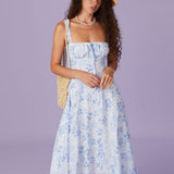 Renata - Vestido Midi Azul Floral